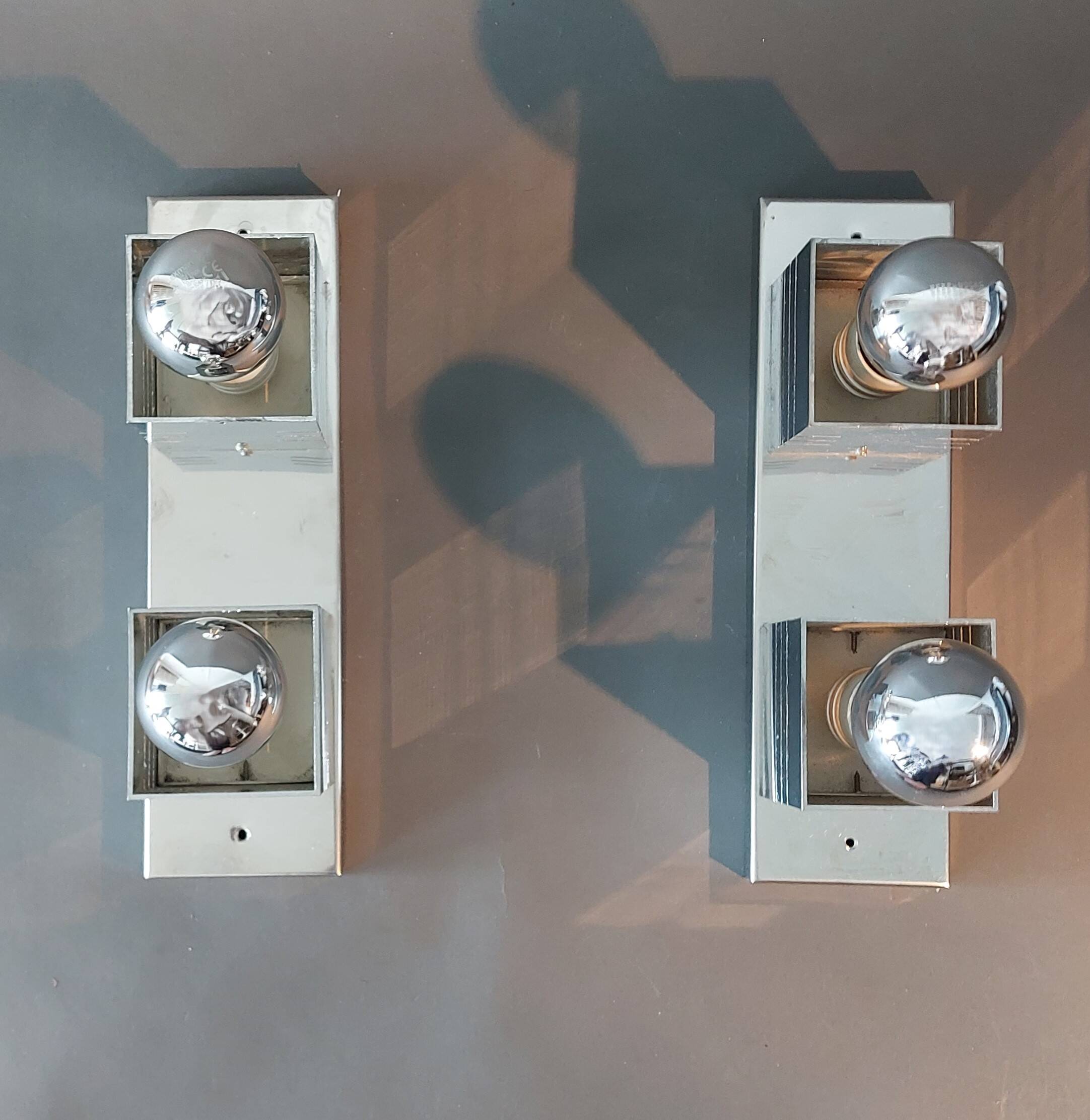 Pair of Spage Age 1970 chrome wall lights.