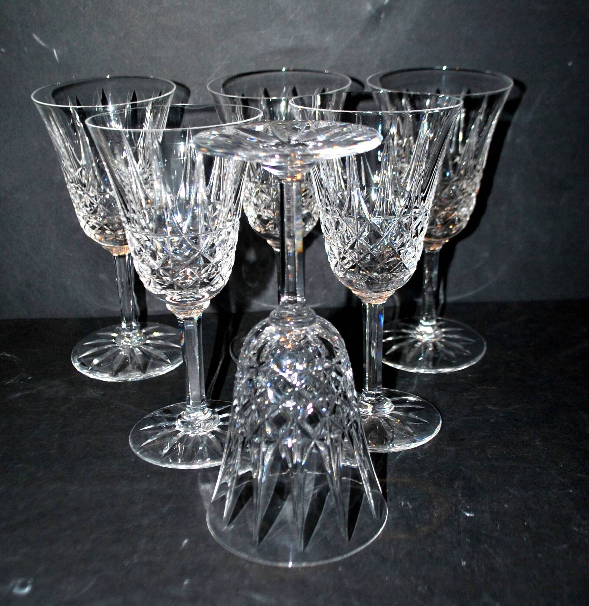 Set of 6 tarn water glasses in cut crystal from saint-louis diamond decor and points h17.5