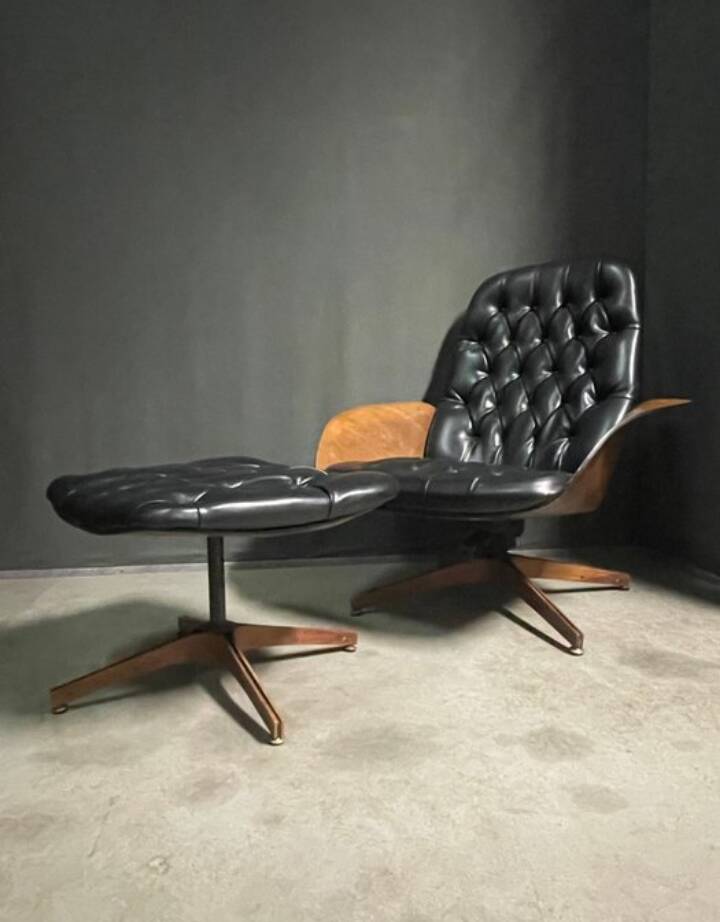 Iconic "Mr. Chair" Armchair & Ottoman – George Mulhauser for Plycra