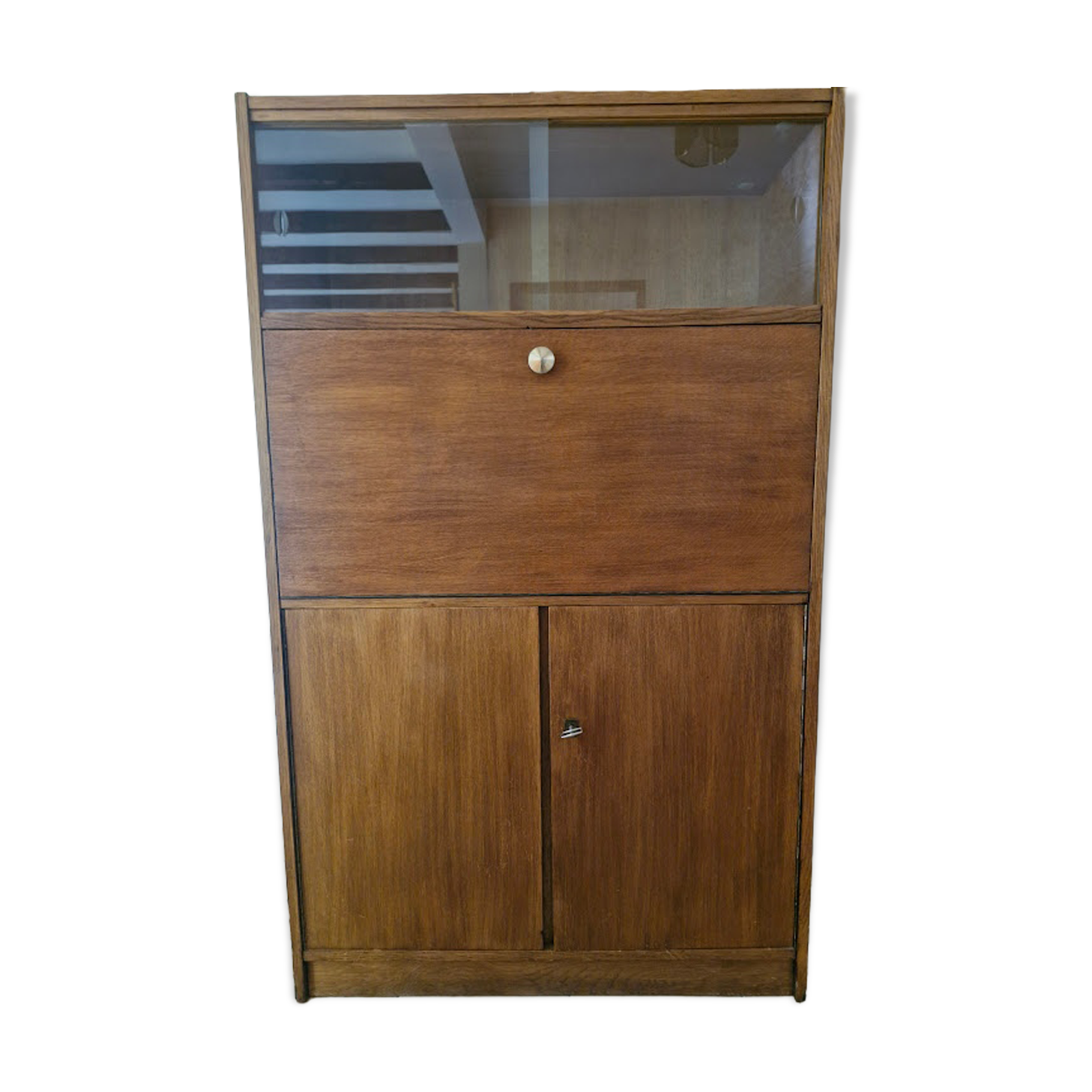 Vintage oak and veneer secretary, Scandinavian style – 1960s/70s