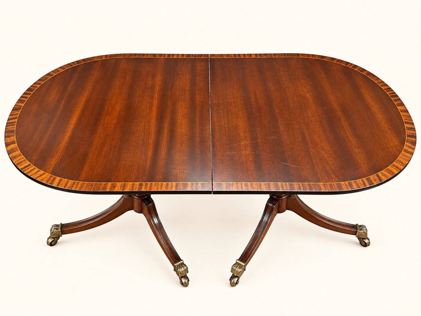 Large Extendable English Table Mahogany Regency Style Claw Feet Brass