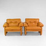 1970 Vintage Coronado Brown Leather Armchairs by Tobia Scarpa for C&B Italia