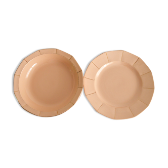 Duo de plats Digoin rose poudré