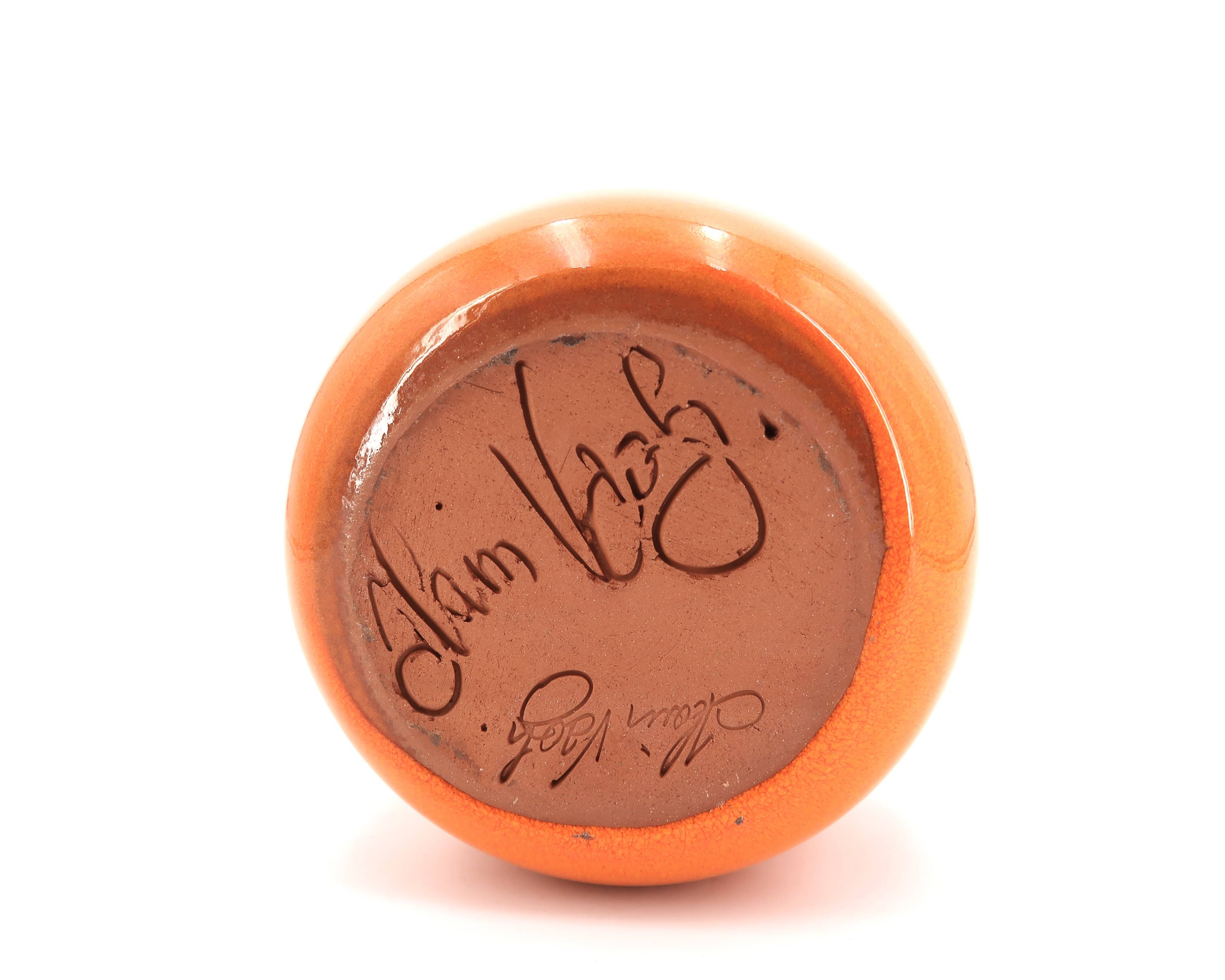 Vintage orange ceramic pot