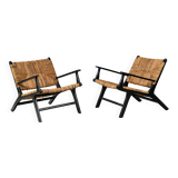 Pair of armchairs by Olivier de Schrijver in wild straw