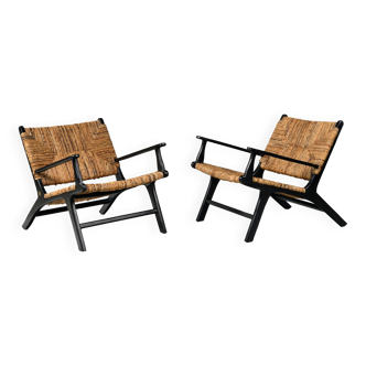 Pair of armchairs by Olivier de Schrijver in wild straw