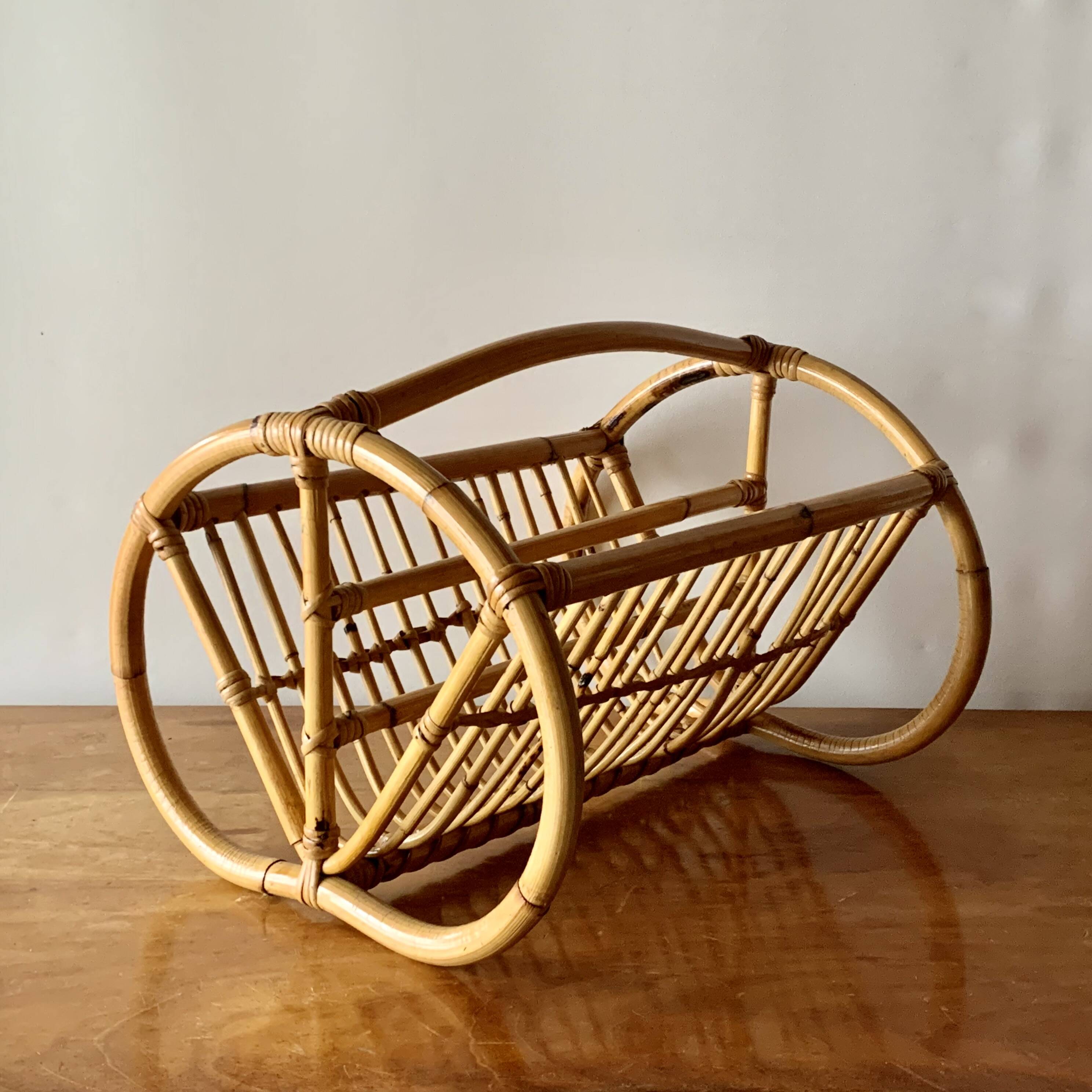 Vintage bamboo magazine rack