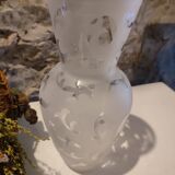 White vase in iridescent frosted etched glass