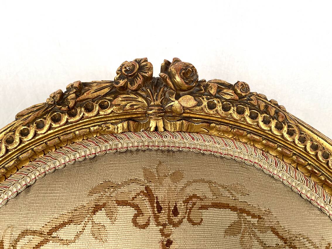 Louis XVI style gilded wood armchair, late 19th or early 20th century