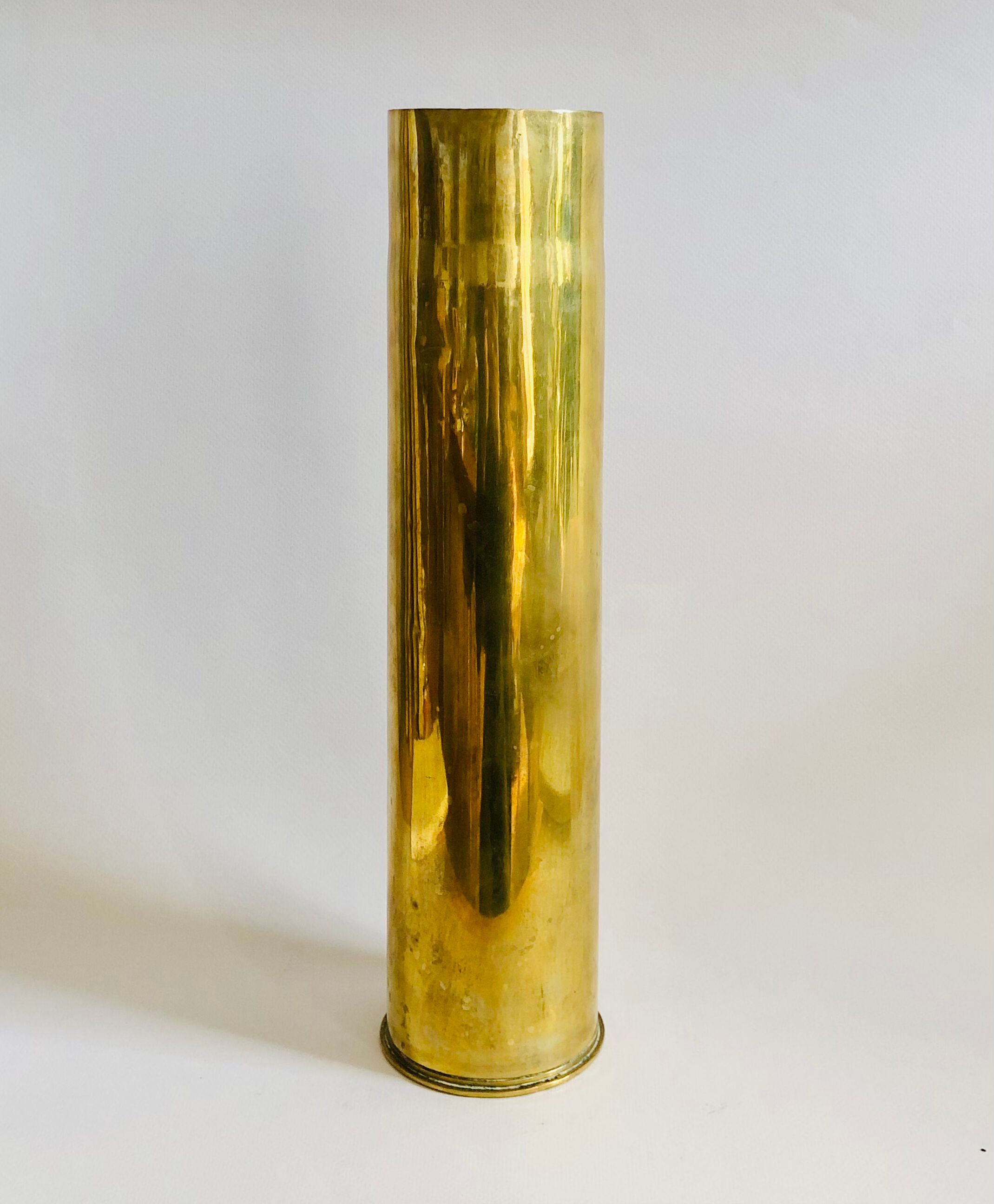 Old brass shell vase numbered H35cm