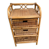 Three drawer chest of drawers - Bamboo Rattan - vintage