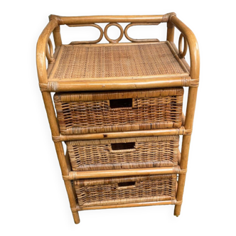 Three drawer chest of drawers - Bamboo Rattan - vintage