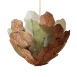 Murano Multicolored Green, Brown and Gold Glass Ceiling Lamp, Italy.