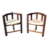 Paire de fauteuils tripode néo-basque