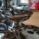 13 coupes à glace en inox + serviteuse