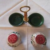 Serviteur salière et poivrière en céramique vintage