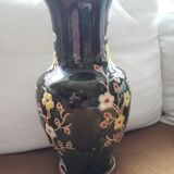 Large vintage ceramic vase with floral decoration