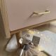 Pink tapered leg chest of drawers