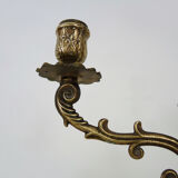 Pair of old candle holders with 3 branches in bronze, year 50/60