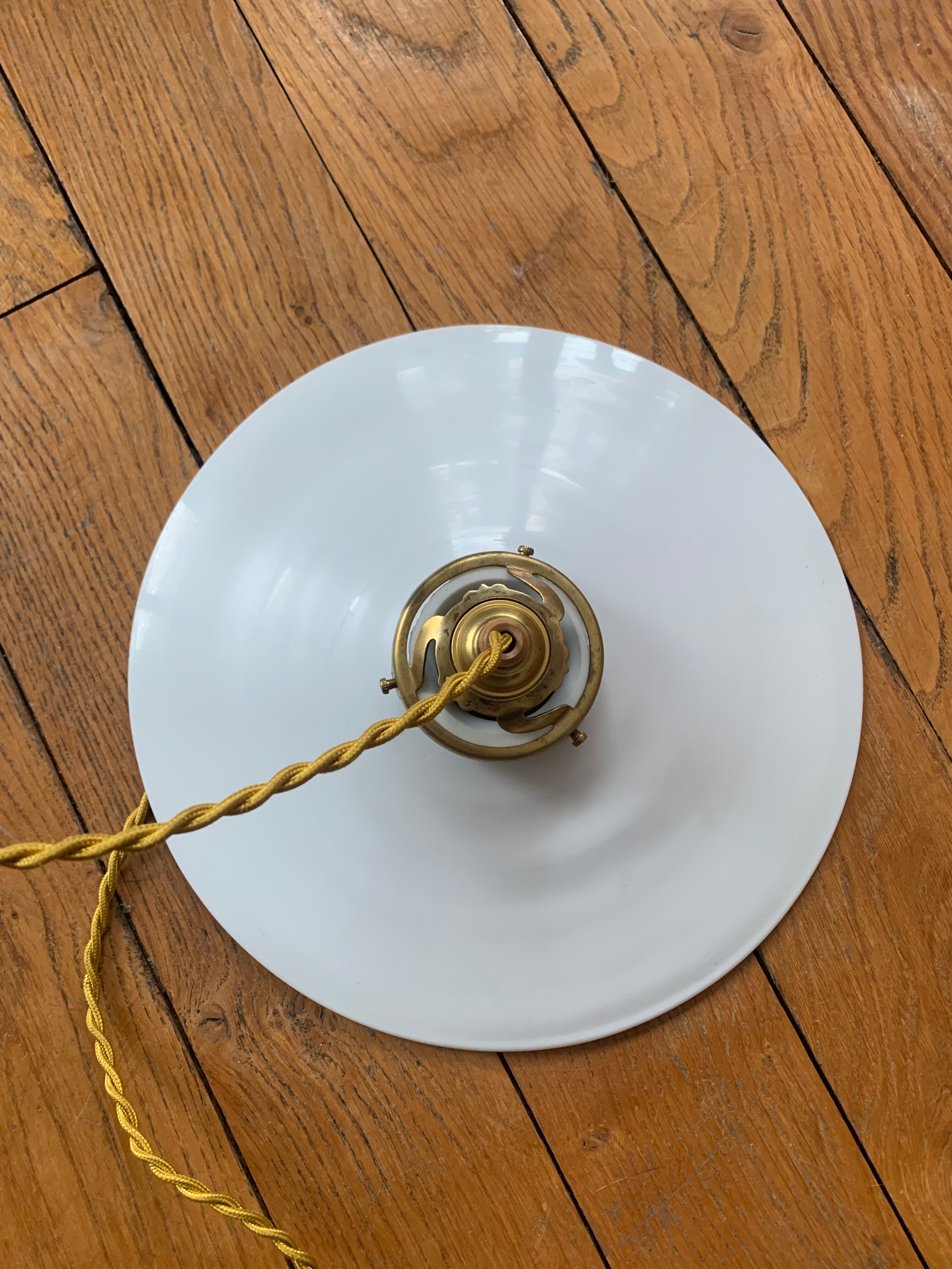 Vintage white opaline pendant lamp