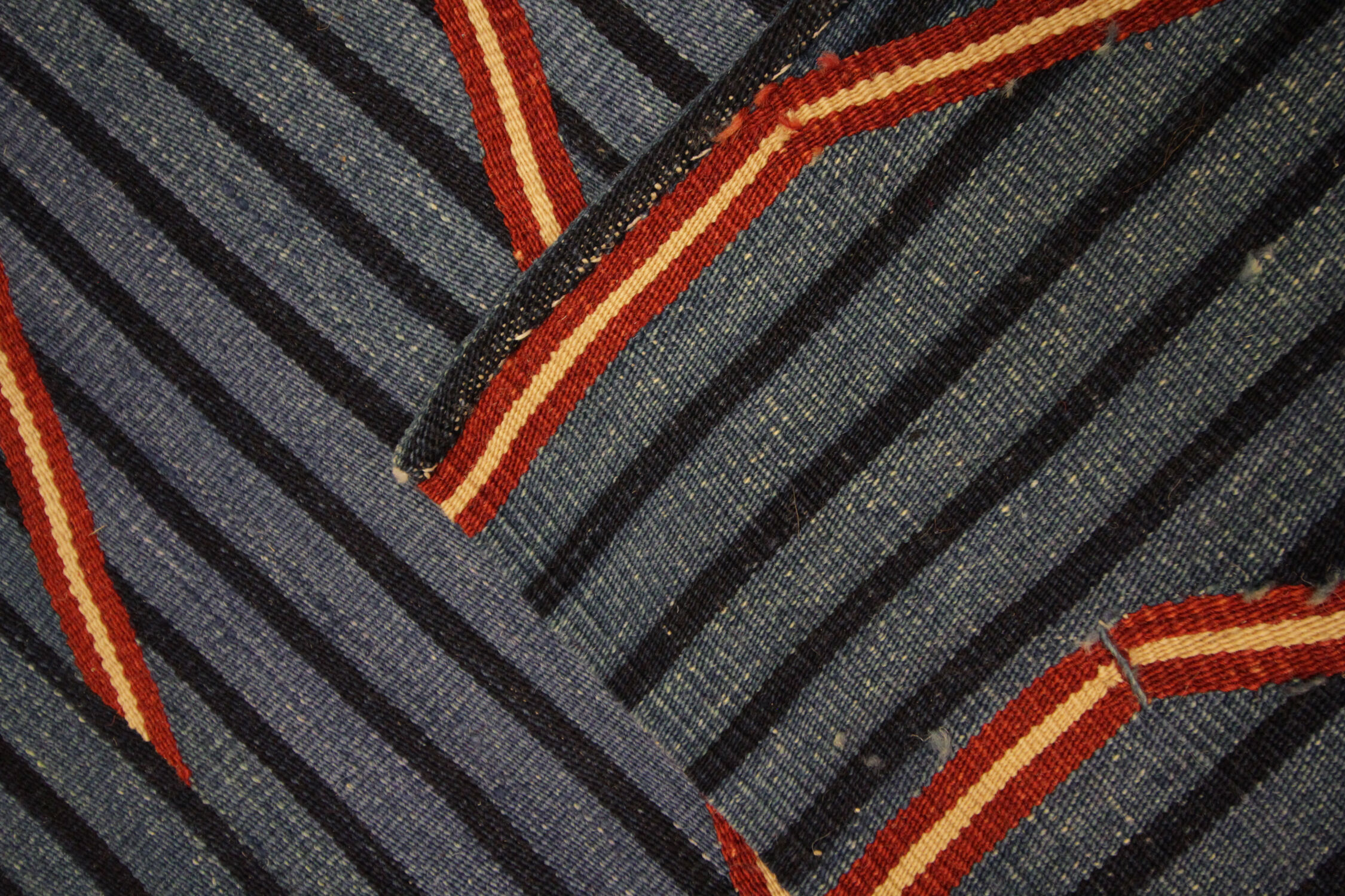Modern geometric blue kilim rug handwoven flatwoven wool area rug- 122x183cm