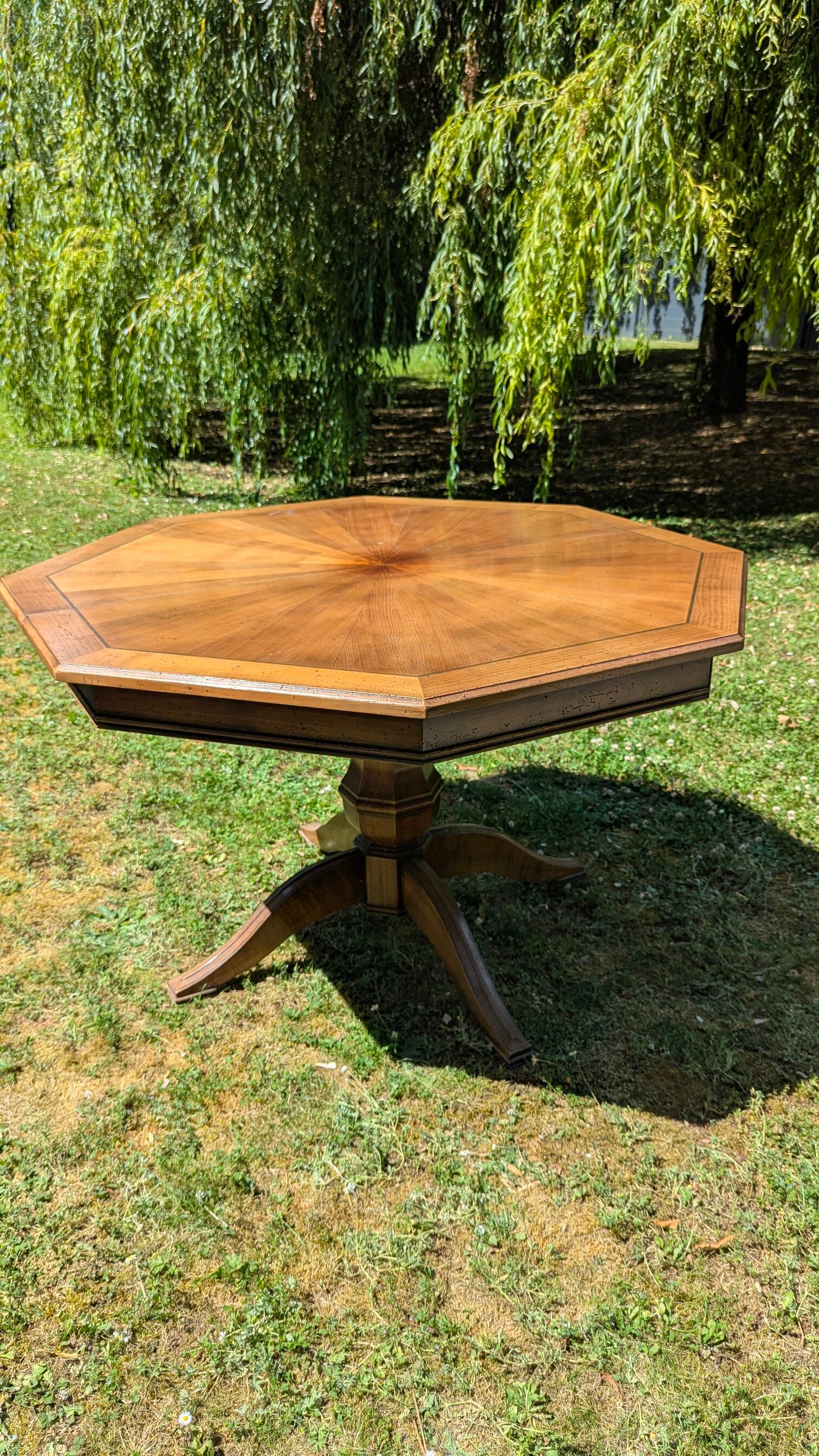 Table de salle à manger octogonale extensible en bois