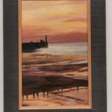 Table , HSP oil signed ACCL . seaside scenery , sunset
