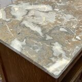 1930s Art Deco oak and marble top bedside table