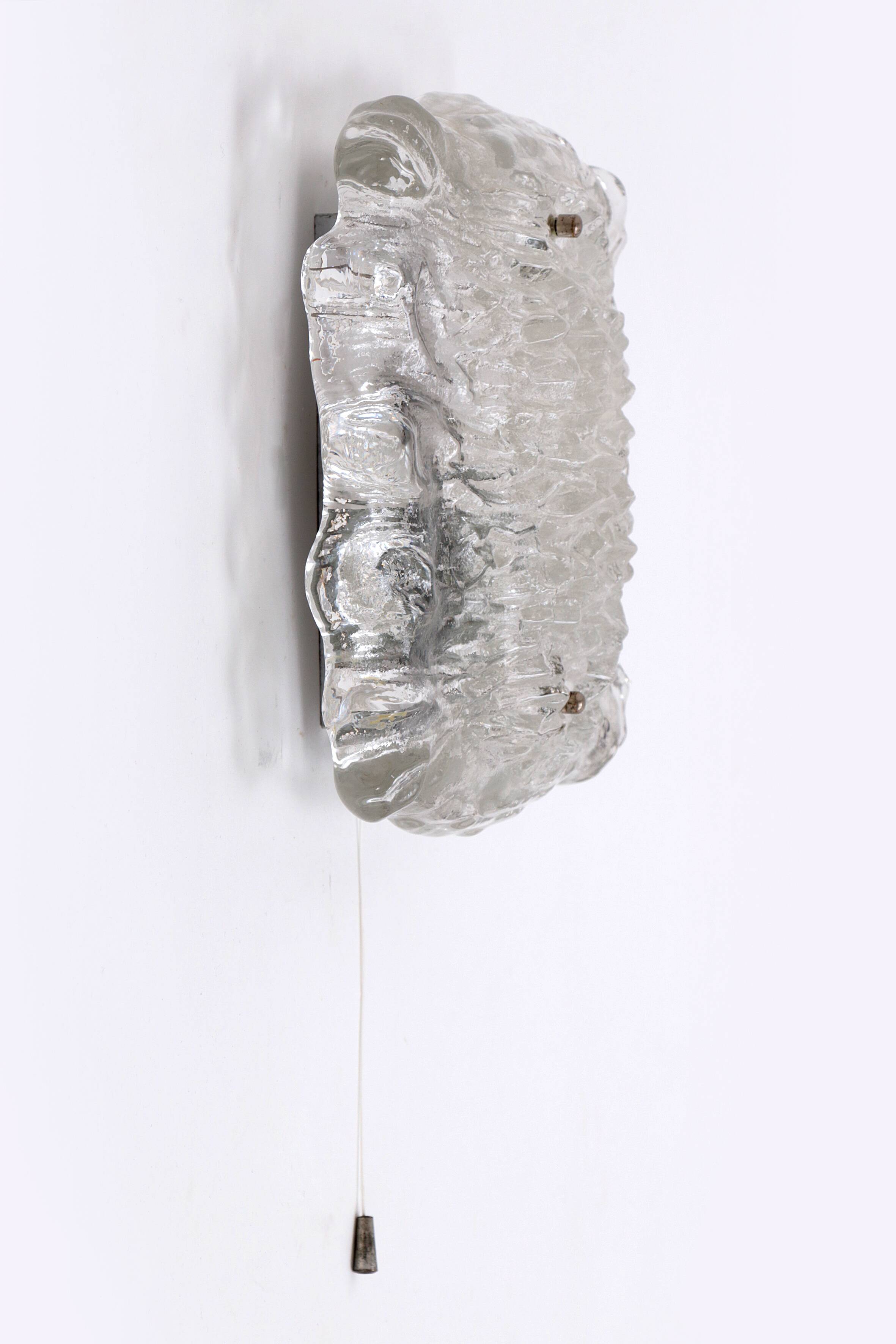 Large wall lamp Peil & Putzler ice glass, 1960 Germany