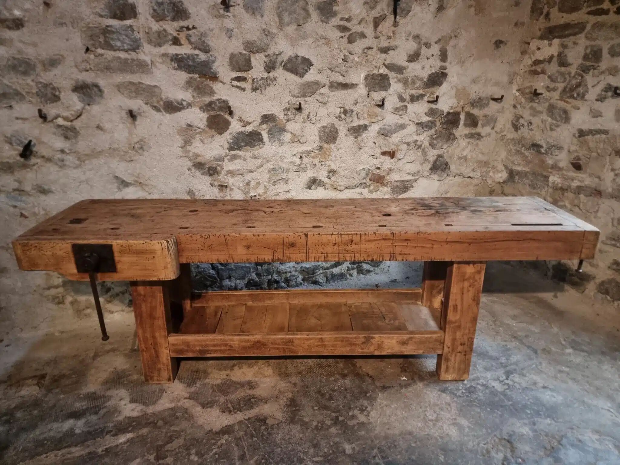 Antique beech table, France early 20th century