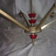Lustre en métal doré et pvc rouge vintage