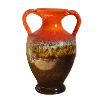 Vintage vase with handles "Fat lava" retro decoration