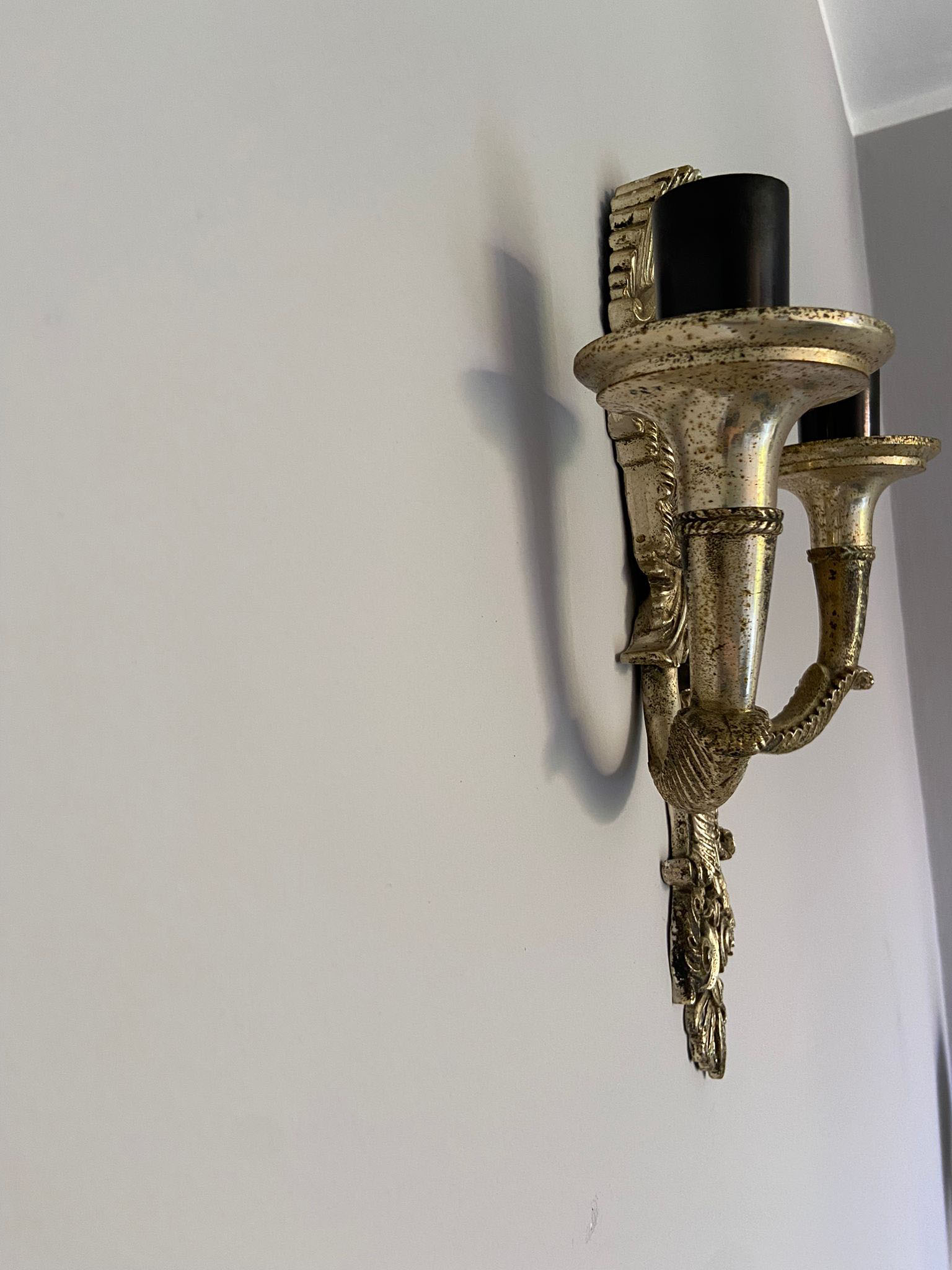 Wall lamp Mascherone Tragedia Greca in silver cast alloy