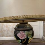 Antique painted ceramic lamp with lampshade