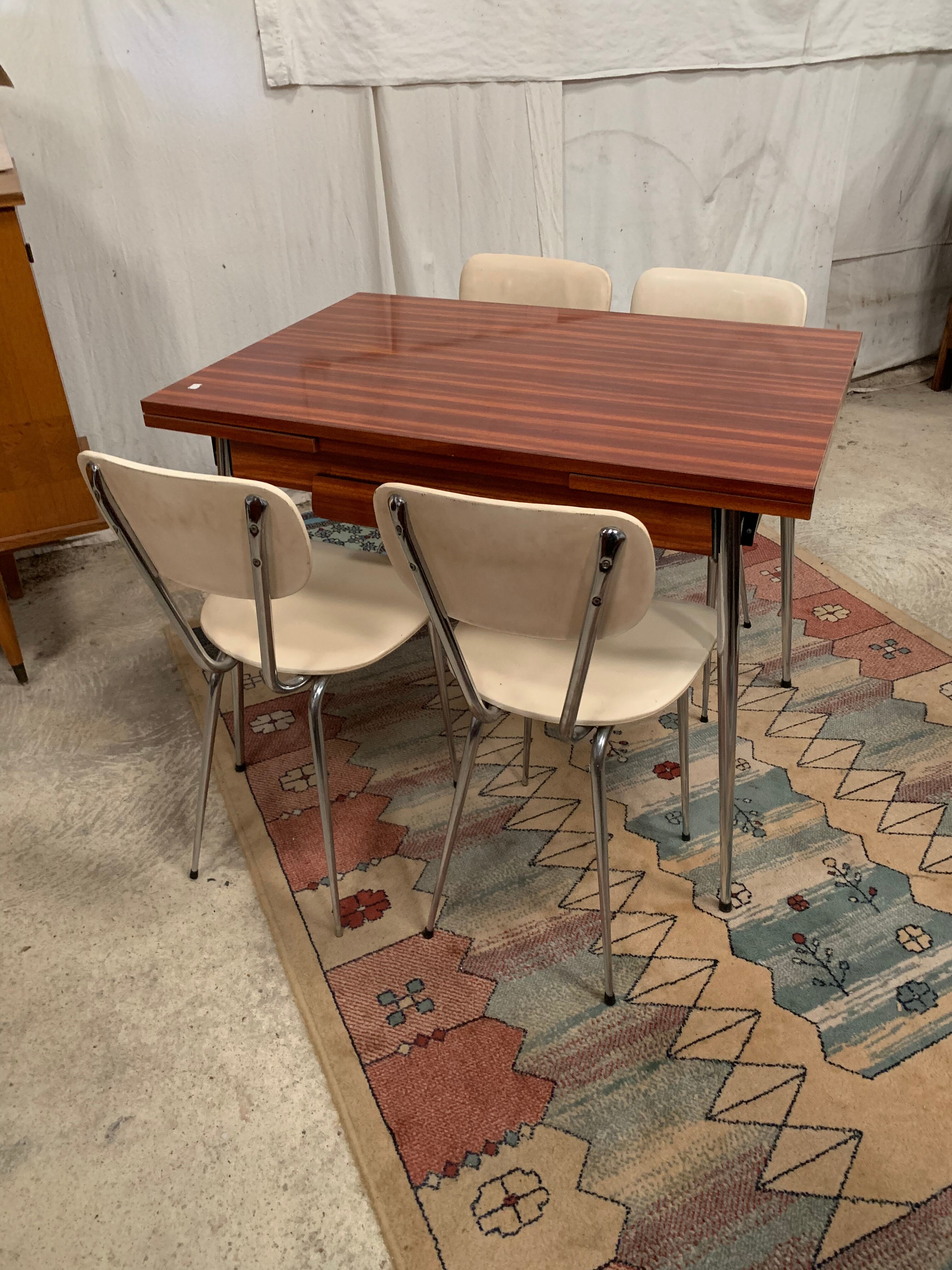 Formica table with 4 skai chairs
