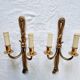 Pair of French wall sconces in bronze, Louis XVI style, with cord.