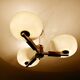 Large Art Deco pendant light in wood and glass, 1930s