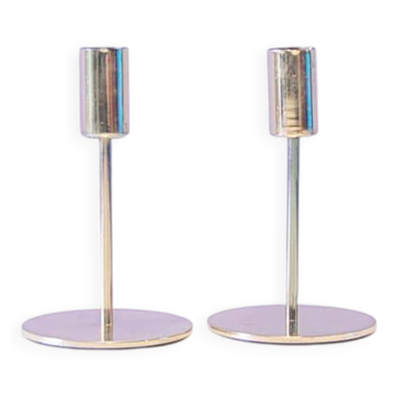 Set of 2 brass candlesticks with narrow tube