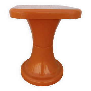 "Selup" orange plastic stool, pure 1970s design, France.