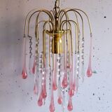 Murano crystal drop chandelier in pink