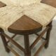 Brutalist stool in wood and straw, 1960s, 59cm