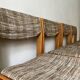 Set of 6 mid-century chairs in honey wood and tweed, 1970 design by dlg Regain.