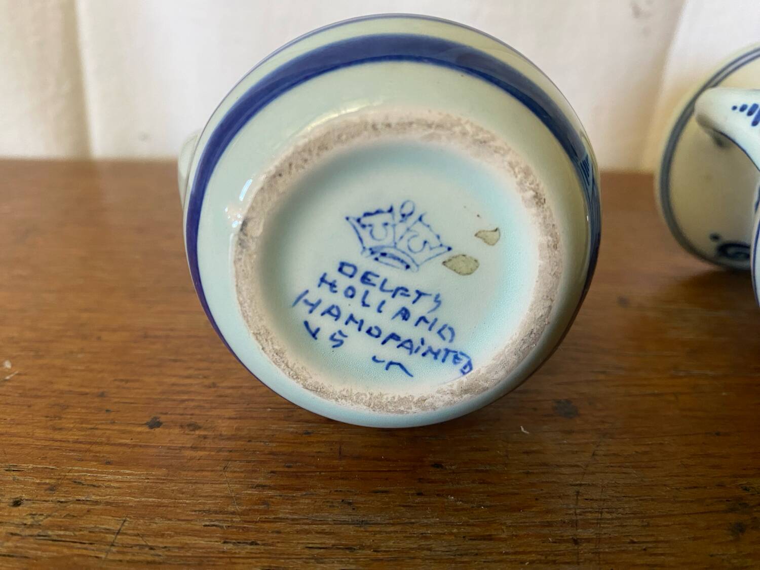 Pair of Antique DELFT White Porcelain Vases with Blue Decor Vintage