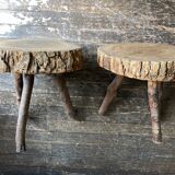 Pair of mountain coffee tables made of logs 1970