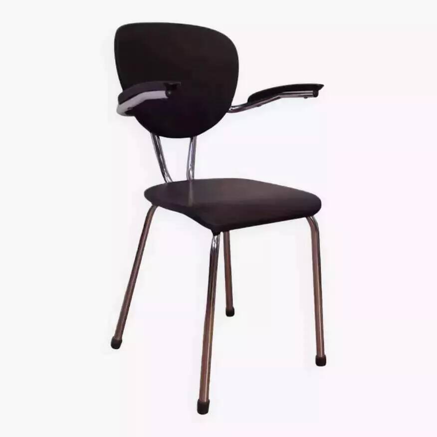 Tubax chair from the 50s, chrome and black imitation leather