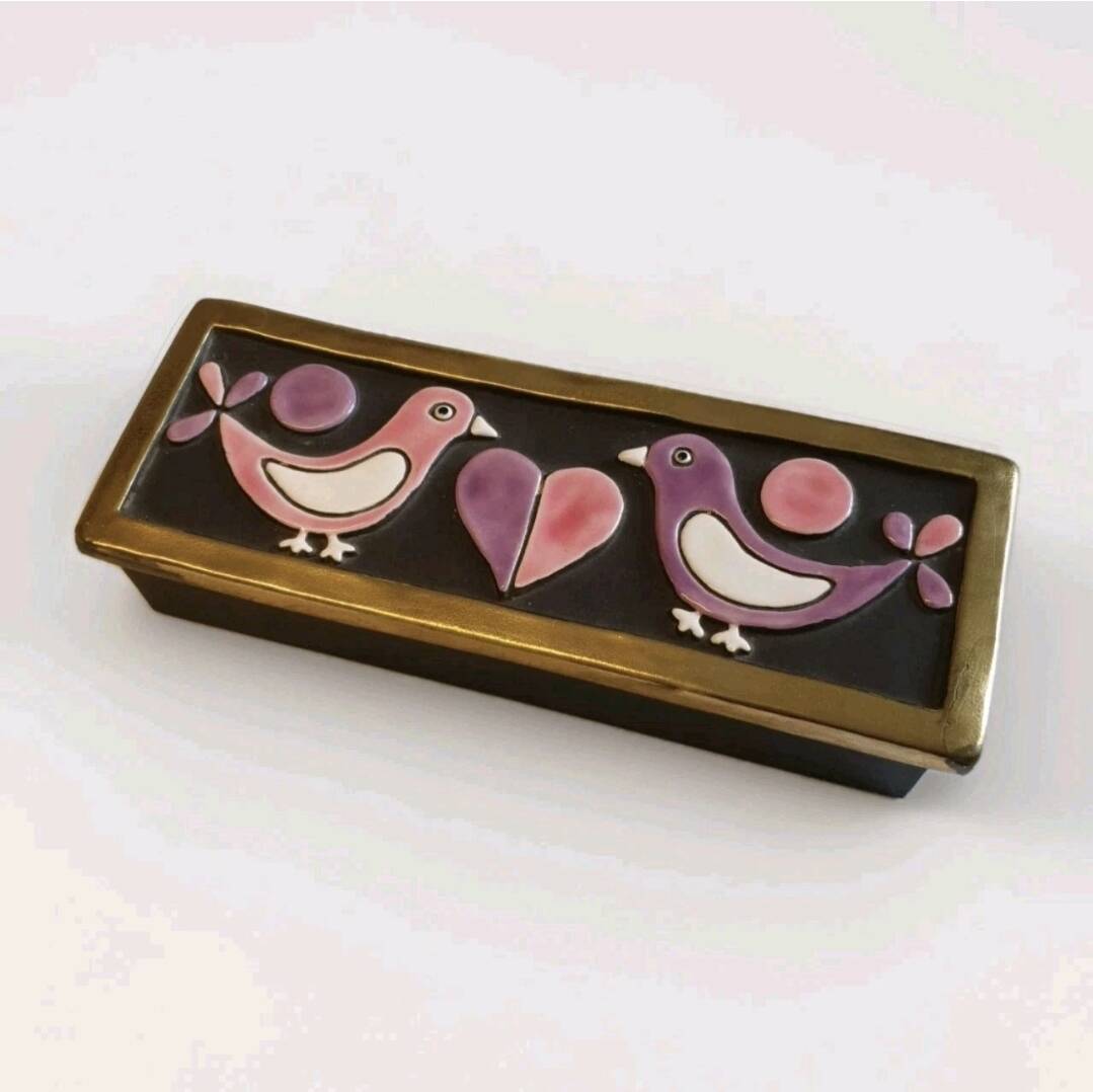 Boîte à bijoux "Colombes" MITHÉ ESPELT 1965 Vintage