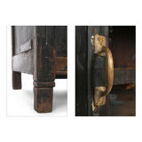 Black-patinated wooden glass cabinet