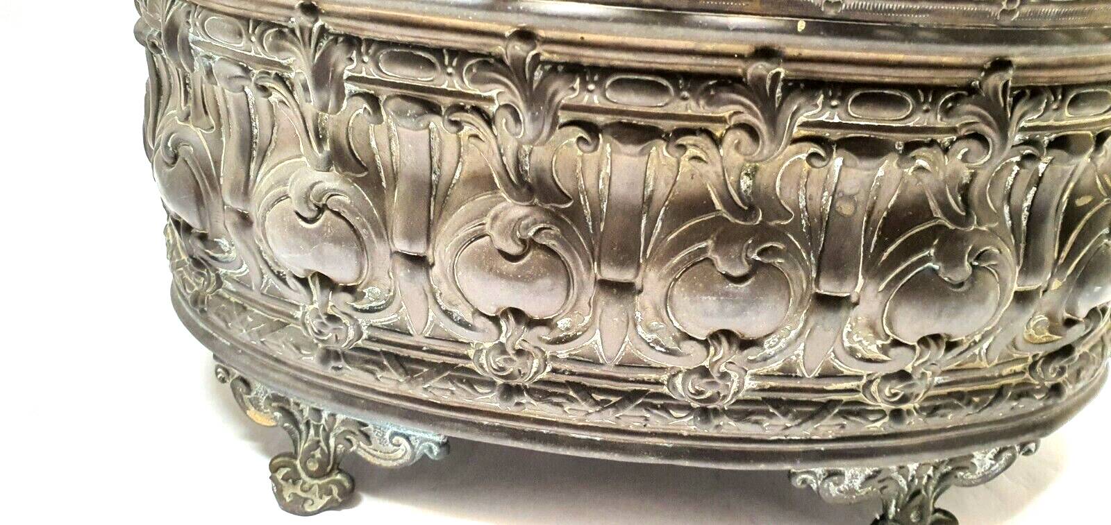 Old planter decorations medallion brass / bronze deco flower garden
