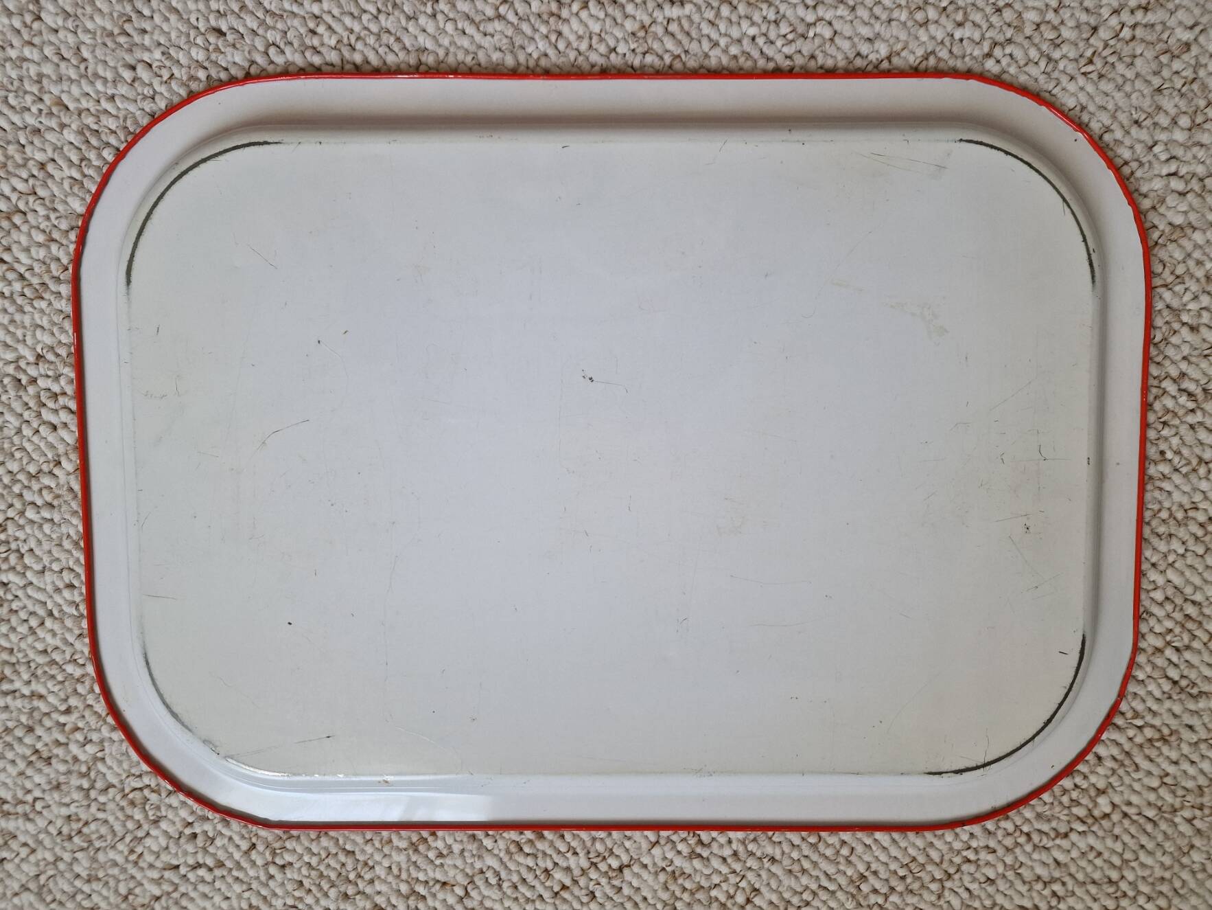 Vintage rectangular metal tray Préfontaines by Edery