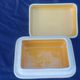 Large glazed ceramic butter cellar Vallauris signed Tess years 60/70 flower decoration in relief.